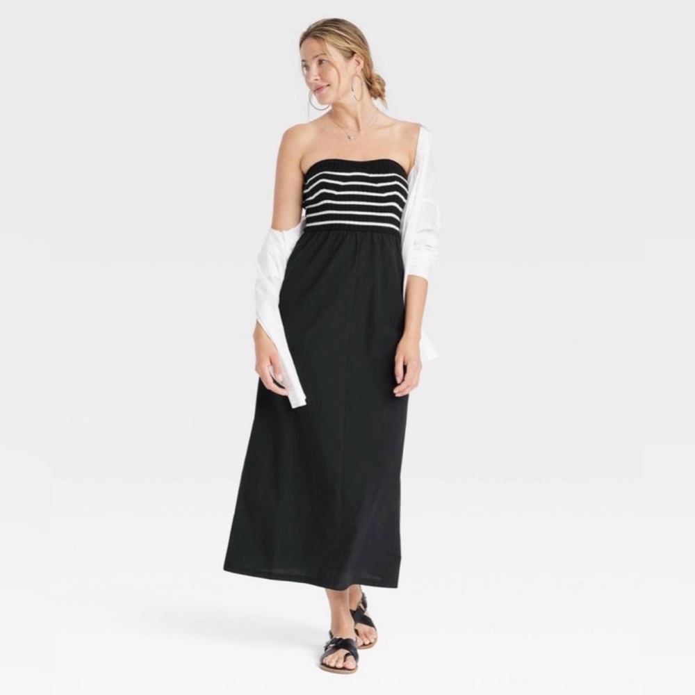 Elegant Black Strapless Maxi Dress